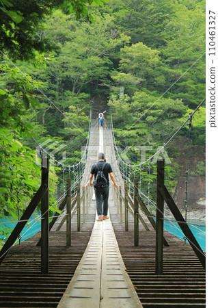 People crossing the dream suspension bridge (Haibara District, Shizuoka Prefecture, Japan) People crossing the dream suspension bridge (Haibara District, Shizuoka Prefecture, Japan) 110461327