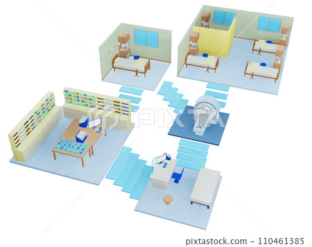 Medical multiple rooms, isometric 110461385