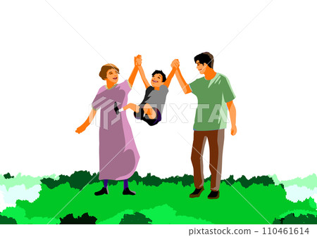 family jumping holding hands 110461614