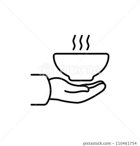 Share food icon, give or donate nutrition, free meal, feed poor, thin line symbol on white background - editable stroke vector illustration. 110461754