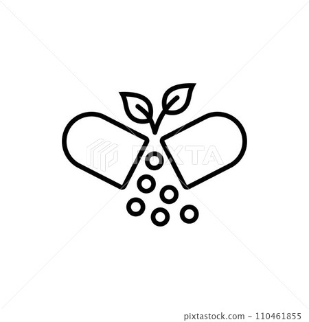 Simple pill line icon. Stroke pictogram. Vector illustration isolated on a white background. Premium quality symbol. Vector sign for mobile app and web sites. Simple pill line icon. Stroke pictogram. Vector illustration isolated on a white background. Premium quality symbol. Vector sign for mobile app and web sites. 110461855