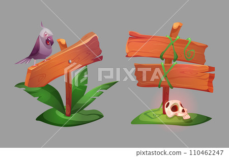 Wood road signs set isolated on background 110462247