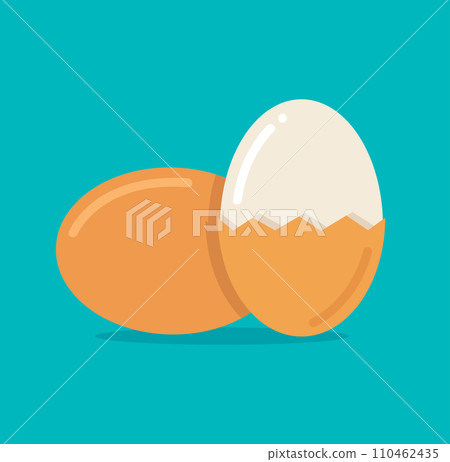 Half peeled boiled egg vector illustration Half peeled boiled egg vector illustration 110462435