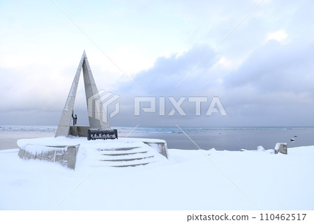 冬天的宗谷岬，下著雪 110462517