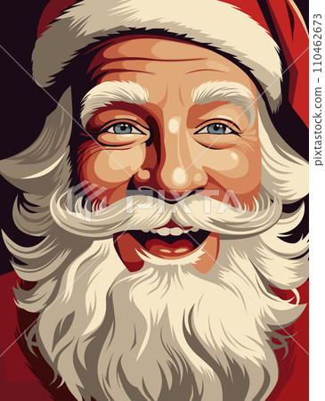Merry Christmas. Santa Claus head smiling . Design for web, banner, poster, greeting card. 110462673
