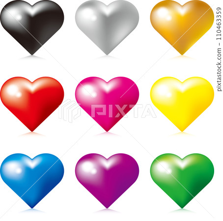 閃亮的心形圖示集 9 種顏色 閃亮的心形圖示集 9 種顏色 110463359