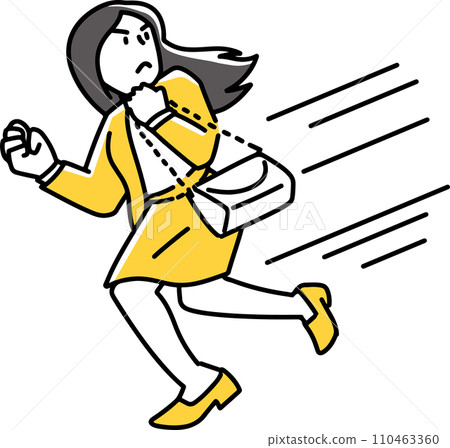 A career woman runs and looks back A career woman runs and looks back 110463360