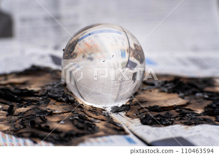 Glass globe on fire. Planet Earth Burning. Global Warming and Climate Change Concept. 110463594