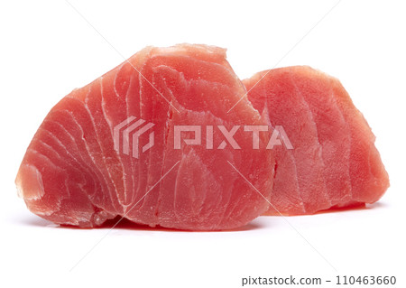 Fresh tuna Fish steak isolated on a white background 110463660