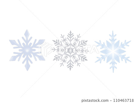 Illustration of three types of simple snowflakes, white background, transparent background 110463718