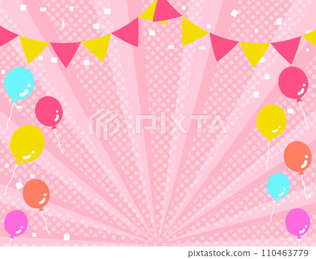 Balloons, garland, confetti, concentrated line background frame material 1 110463779