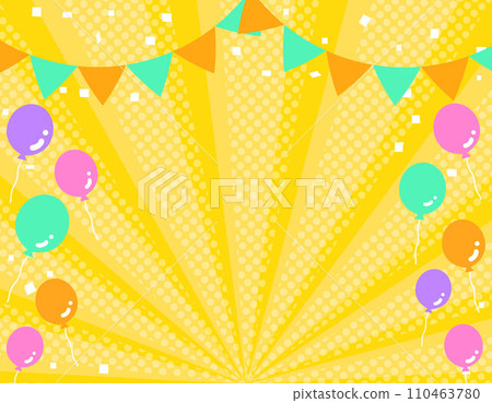 氣球、花圈、五彩紙屑、濃線背景框素材2 110463780