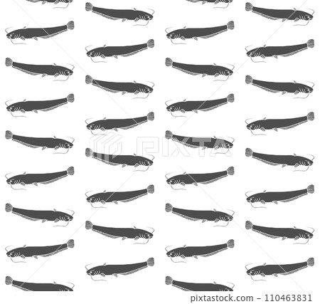Vector seamless pattern of hand drawn catfish fish 110463831