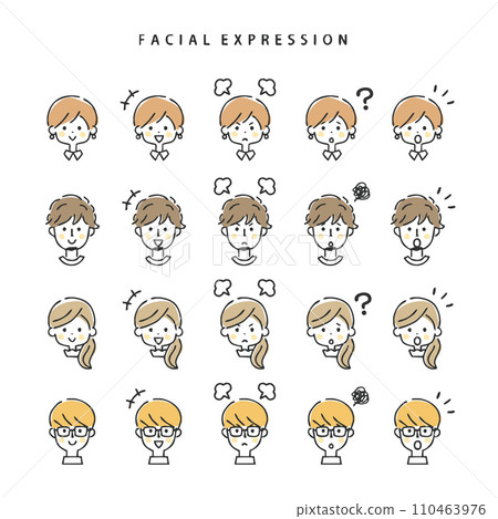 男性和女性的臉圖示集 男性和女性的臉圖示集 110463976