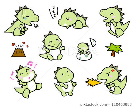 Cute dinosaur illustration set 110463993
