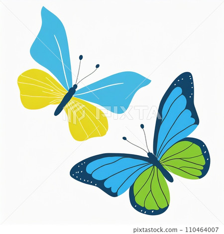 簡單而美麗的兩隻蝴蝶自由飛翔[AI圖片] 110464007