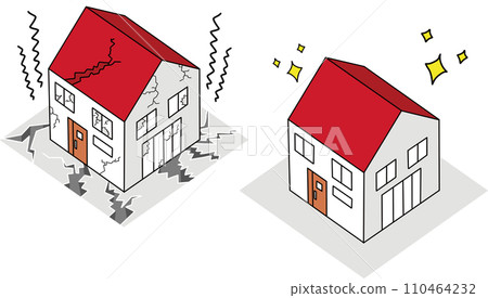 地震受損房屋與抗震房屋對比圖 110464232