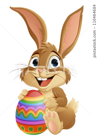 Easter Bunny and Chocolate Egg Rabbit Cartoon 110464684