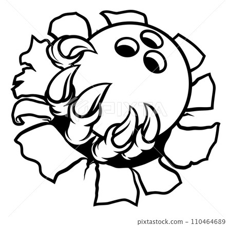 Bowling Ball Claw Cartoon Monster Animal Hand Bowling Ball Claw Cartoon Monster Animal Hand 110464689