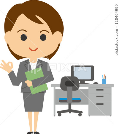 Image illustration of a woman working in an office 110464999