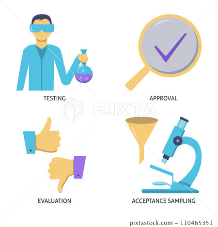 Production control and lab testing flat icon set 110465351