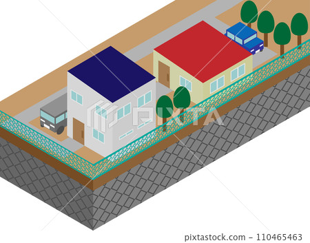 Isometric image material of a house next to a cliff 110465463