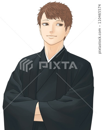 穿和服的年輕人,雙手交叉,黑人 穿和服的年輕人,雙手交叉,黑人 110465574