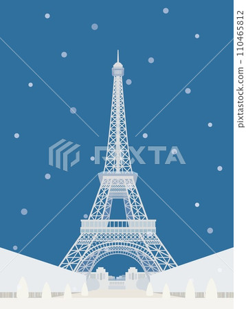 艾菲爾鐵塔遊覽艾菲爾鐵塔巴黎法國雪景 110465812
