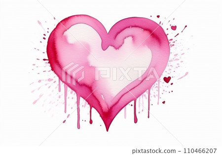 Watercolor pink paper texture hand drawn isolated heart on white background for text design, label, valentine day. Watercolor pink paper texture hand drawn isolated heart on white background for text design, label, valentine day. 110466207