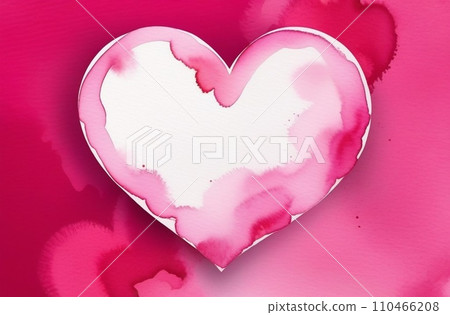 Watercolor pink paper texture hand drawn isolated heart on white background for text design, label, valentine day. 110466208