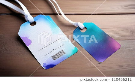 Cloth label tag blank white watercolor mockup 110466211