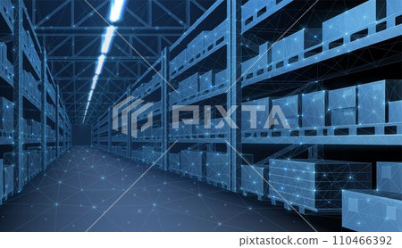 Smart warehouse. Automatic stock storage, modern distribution building Smart warehouse. Automatic stock storage, modern distribution building 110466392