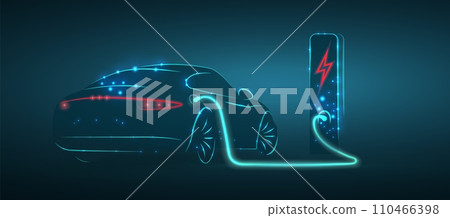 EV. Electric car connect to charging station. Eco power, EV charger EV. Electric car connect to charging station. Eco power, EV charger 110466398