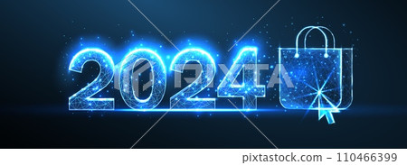 Sale 2024 2024. New year blue background. 110466399