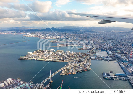 Genkai Sea, Hakata Bay, Hakata townscape, before landing at Fukuoka Airport Genkai Sea, Hakata Bay, Hakata townscape, before landing at Fukuoka Airport 110466761