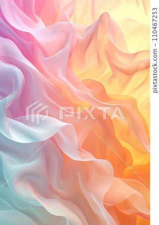 AI-generated content. Abstract gradient background with waves in pastel colors. Winter, spring theme. Peaceful versatile backdrop for any creative project or design. Pink, peach, soft hues. Generative 110467253