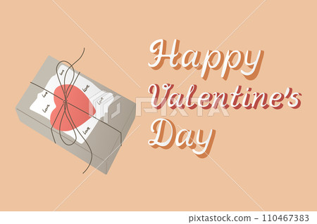 St Valentines day retro greeting banner or card. Handwriting lettering for valentines day with flat illustration for social media. Greeting card or background. 110467383