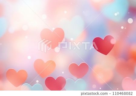 AI-generated content. Valentine day background wallpaper. valentines day hearts decoration bokeh light blurry background. Generative AI 110468082