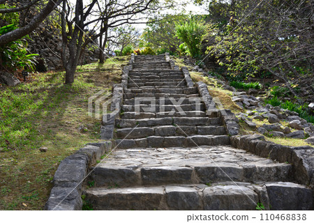 Scenery of the ruins of Nakijin Castle, a world heritage site in Okinawa Scenery of the ruins of Nakijin Castle, a world heritage site in Okinawa 110468838