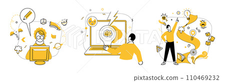 Business thinking vector illustration. Success blossoms where inspiration and business thinking concept converge In garden ideas, seeds business thinking grow into solutions Motivation fuels engine Business thinking vector illustration. Success blossoms where inspiration and business thinking concept converge In garden ideas, seeds business thinking grow into solutions Motivation fuels engine 110469232