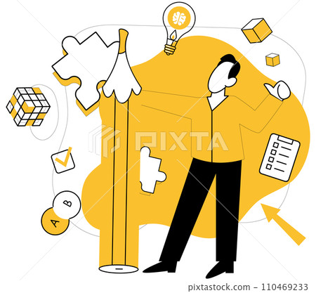 Creative process vector illustration. The creative process metaphor orchestrates symphony idea development Unique solutions blossom, born from delicate petals creative process Imagination propels Creative process vector illustration. The creative process metaphor orchestrates symphony idea development Unique solutions blossom, born from delicate petals creative process Imagination propels 110469233