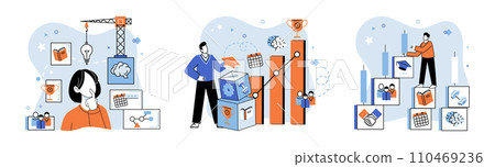 Personal growth. Vector illustration. Productivity is catalyst for personal growth and progress Personal growth requires commitment and dedication to self improvement Growing as individual involves 110469236