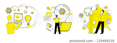 Creative process vector illustration. Change and development dance together, shaping contours creativity The creative process concept thrives on symbiotic relationship idea and solution 110469238