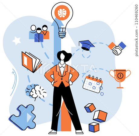 Personal growth. Vector illustration. Efficiency plays crucial role in personal growth and development Development oneself requires consistent effort and dedication Embarking on journey self discovery 110469260
