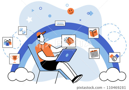 Personal growth. Vector illustration. Developing strategy is important for achieving personal growth and success Being skilled in various areas contributes to personal growth and development 110469281