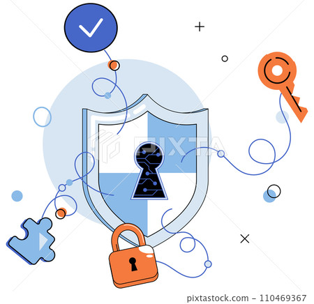 Cyber security vector illustration. The protection personal privacy is paramount in digital age Information security safeguards confidential data from unauthorized access Safety in cyberspace relies 110469367