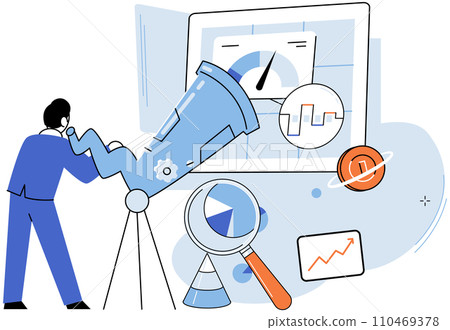 Key metrics. Vector illustration. The management team uses key metrics to assess financial performance The key metrics concept emphasizes importance measuring performance Financial metrics provide Key metrics. Vector illustration. The management team uses key metrics to assess financial performance The key metrics concept emphasizes importance measuring performance Financial metrics provide 110469378