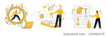 Creative process vector illustration. Brainstorming is alchemy transforms mundane into nonstandard Innovation breathes life into creativity, heartbeat ever-evolving process Analysis and thinking lay Creative process vector illustration. Brainstorming is alchemy transforms mundane into nonstandard Innovation breathes life into creativity, heartbeat ever-evolving process Analysis and thinking lay 110469379