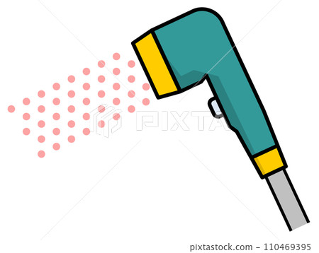 Illustration of a water-saving shower head in the bathroom 110469395