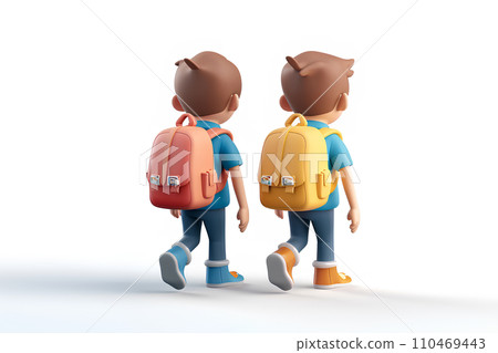 Elementary school students going to school (white background) -1 110469443